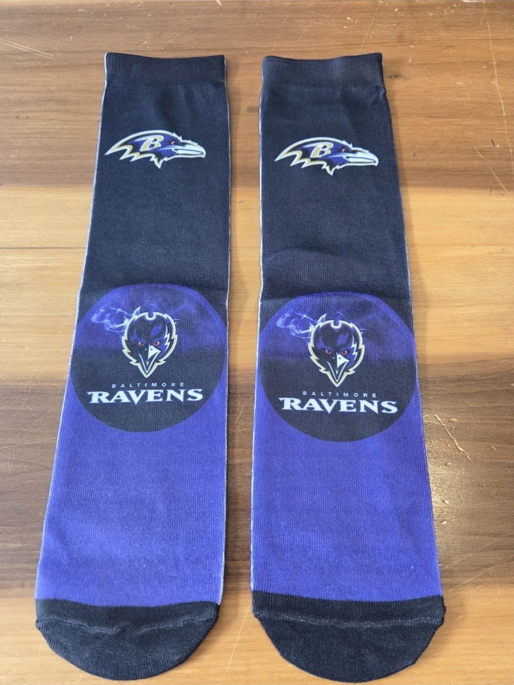 Balyimore Ravens Men’s Crew Socks - Black & Purple Team Logo